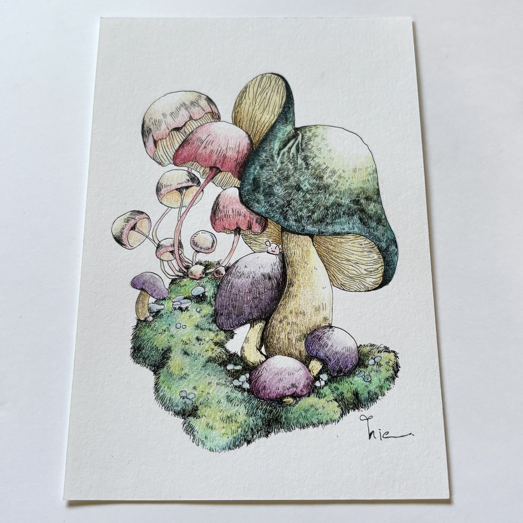 【額装原画】苔の森シリーズNo.06【ハガキサイズ】