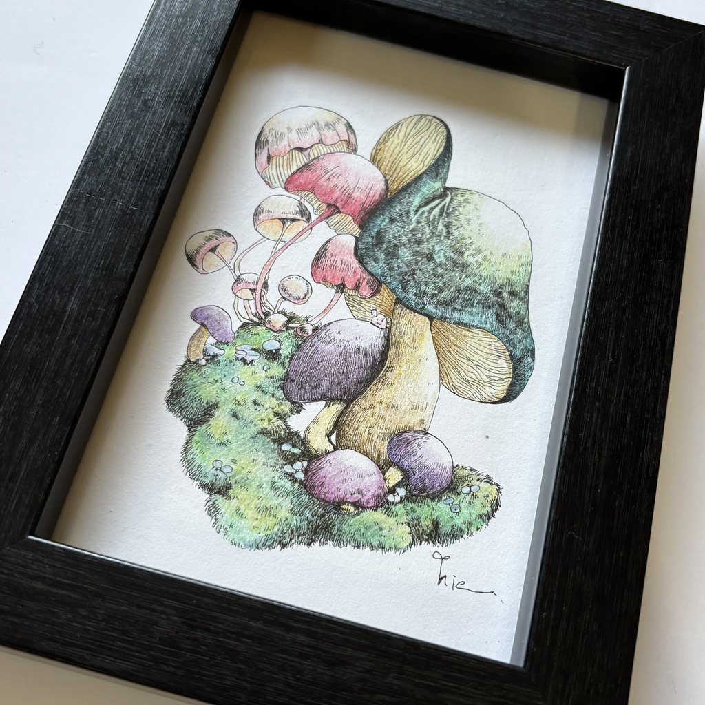 【額装原画】苔の森シリーズNo.06【ハガキサイズ】