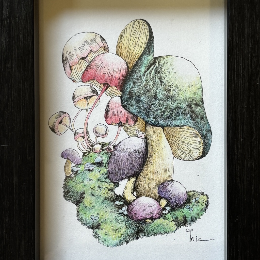 【額装原画】苔の森シリーズNo.06【ハガキサイズ】