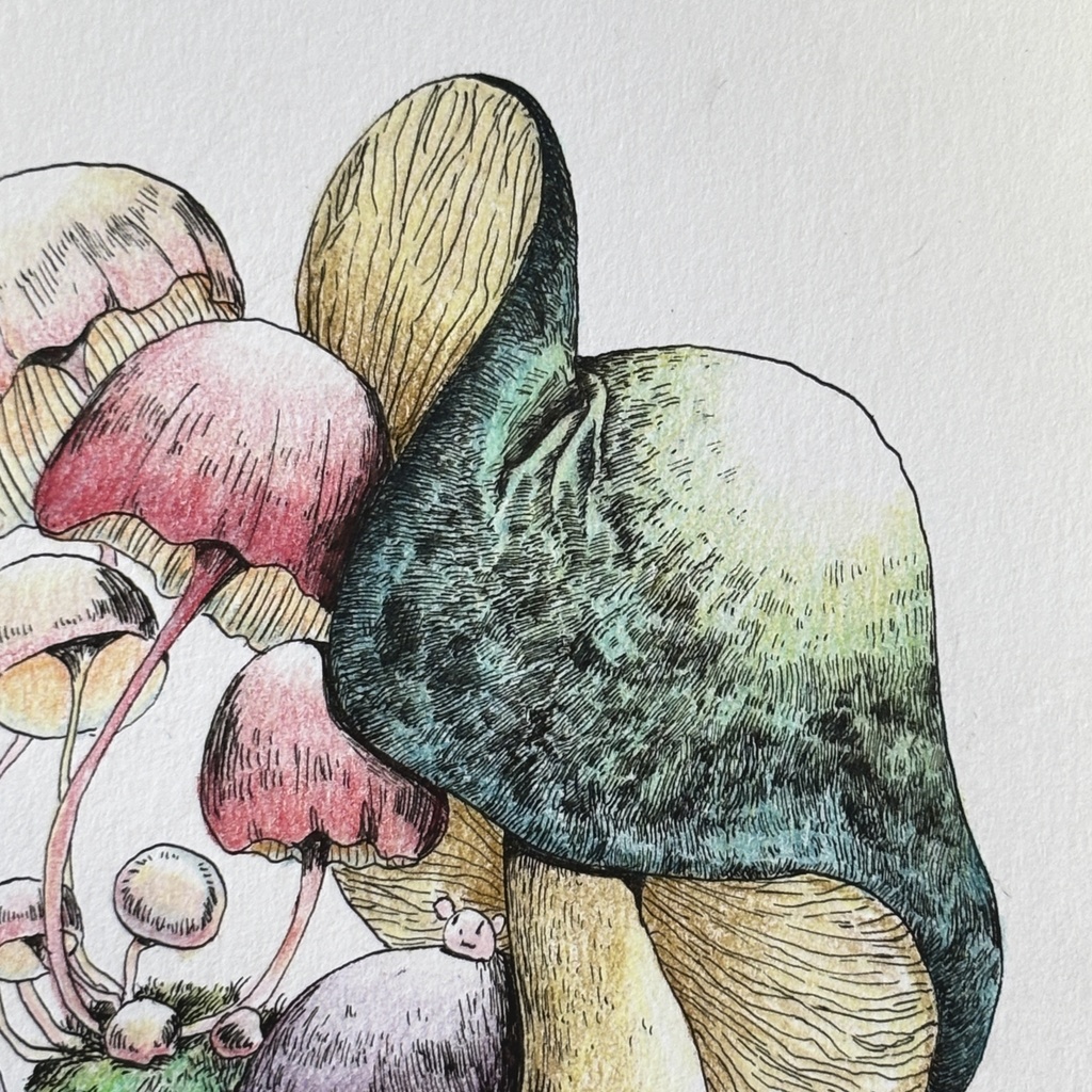 【額装原画】苔の森シリーズNo.06【ハガキサイズ】