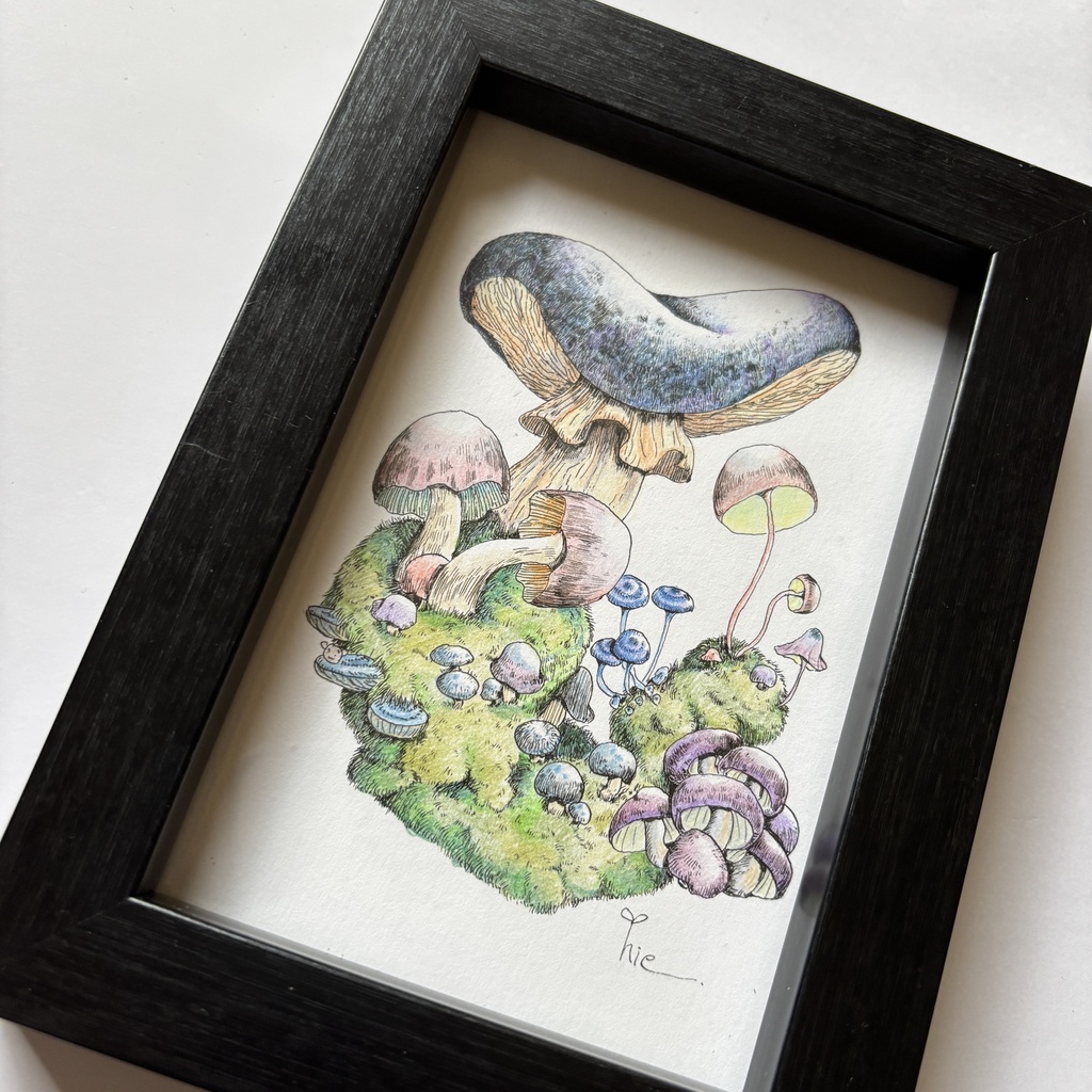 【額装原画】苔の森シリーズNo.07【ハガキサイズ】