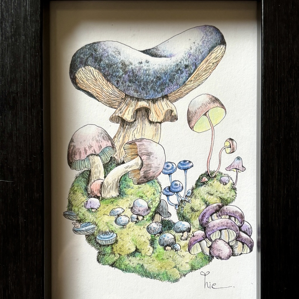 【額装原画】苔の森シリーズNo.07【ハガキサイズ】