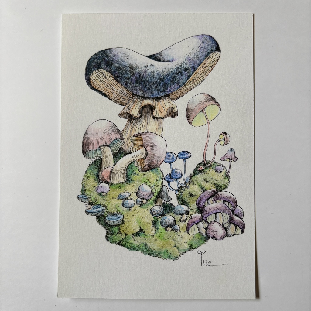 【額装原画】苔の森シリーズNo.07【ハガキサイズ】