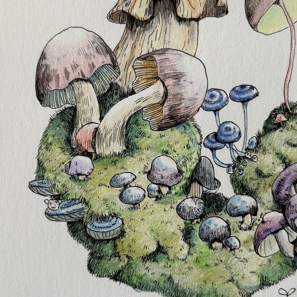 【額装原画】苔の森シリーズNo.07【ハガキサイズ】