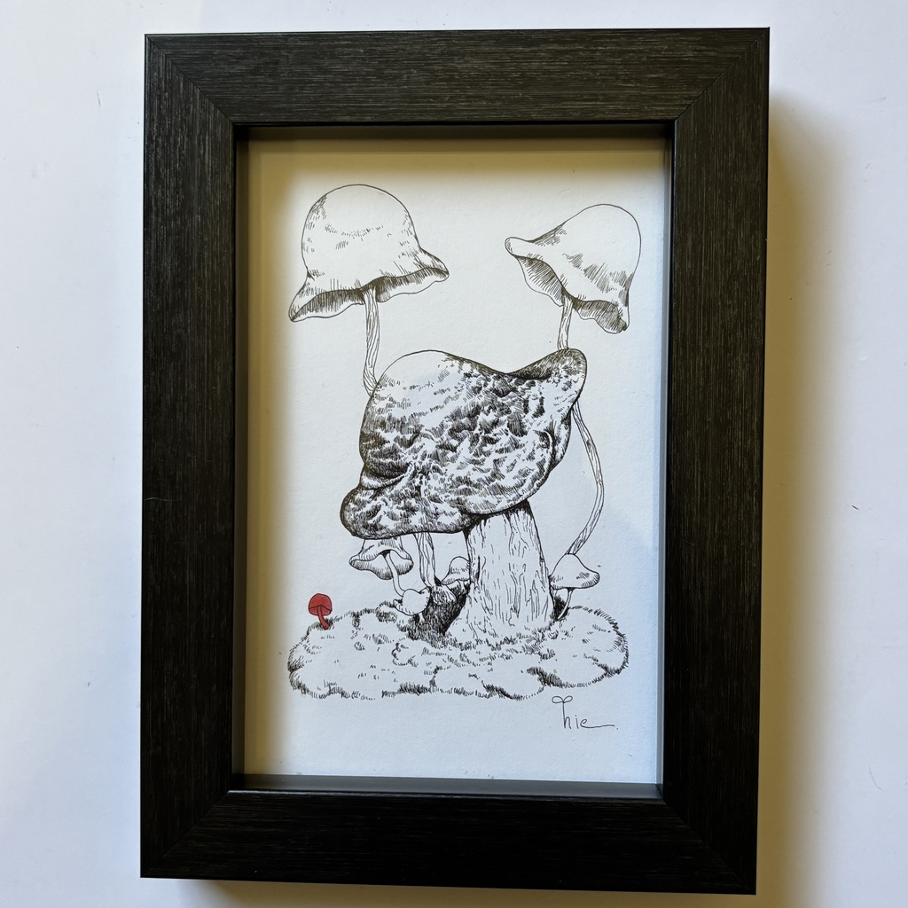 【ペン画原画】あざとさ【ハガキサイズ】