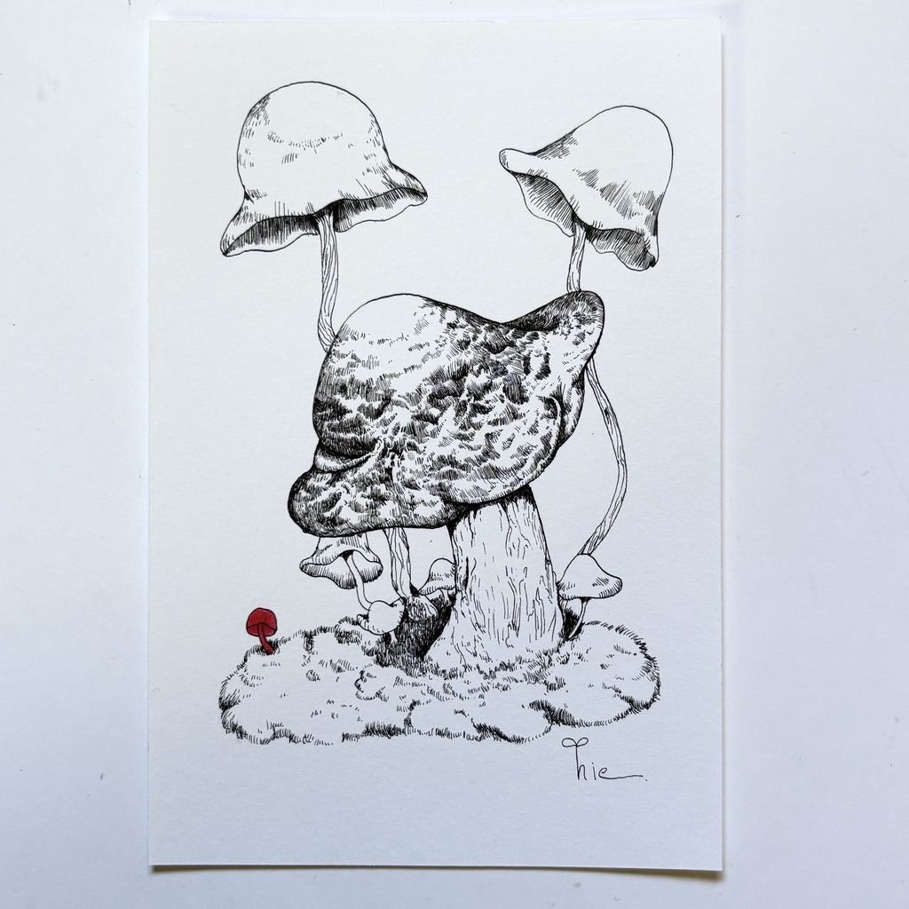 【ペン画原画】あざとさ【ハガキサイズ】