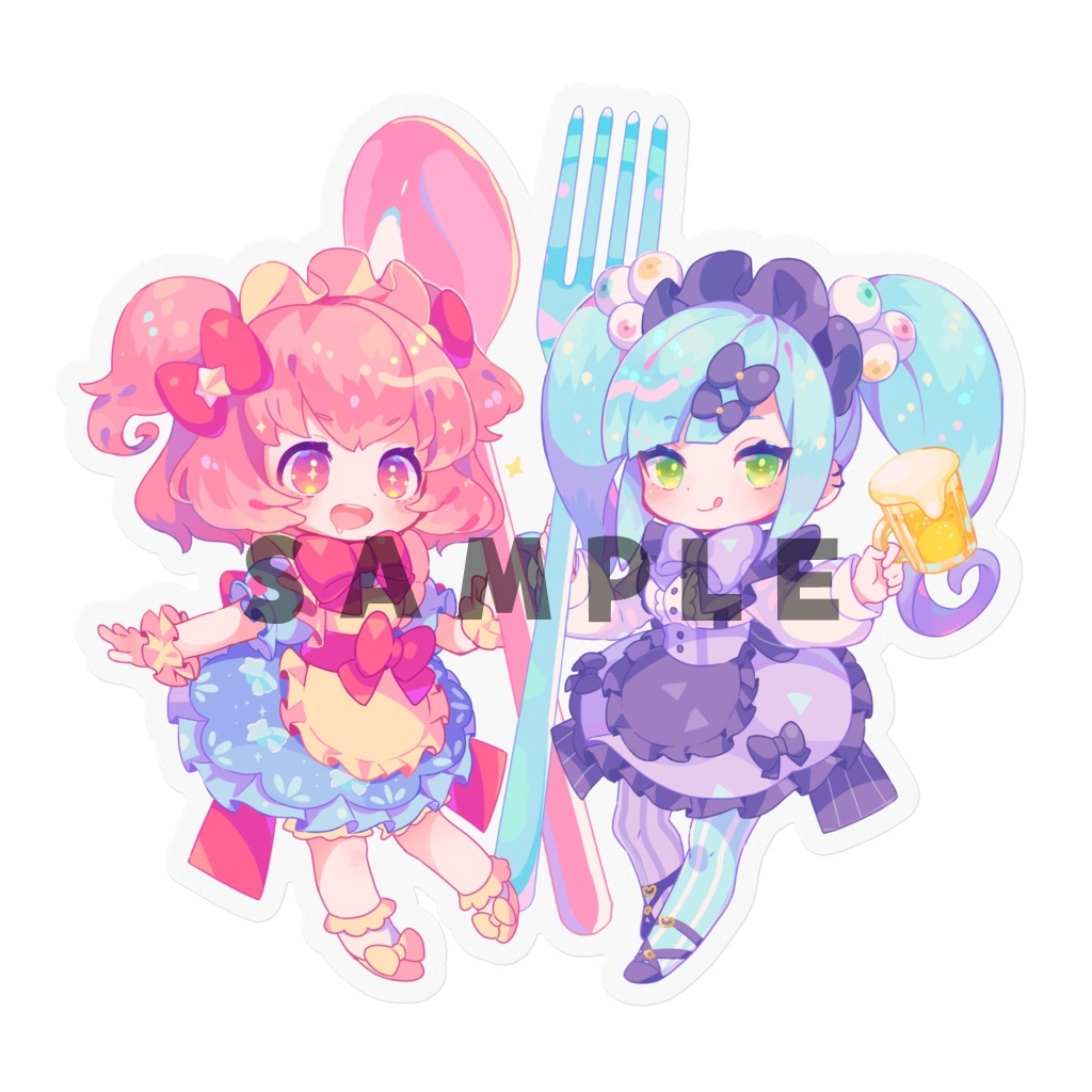 ばぶかす桃星愛花コラボステッカー（ホワイト）