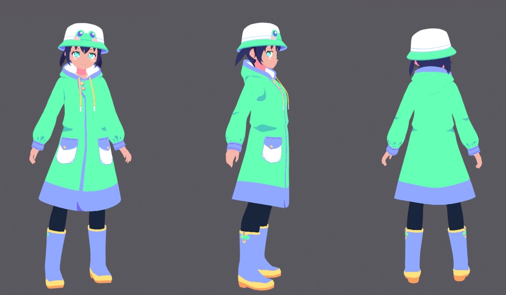 Vroid Model - Froggy Raincoat Girl