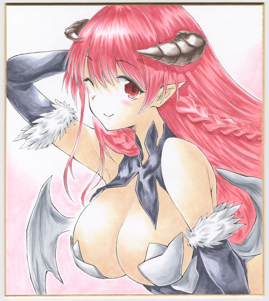 色紙 手描きイラスト 直筆 オリジナル 淫魔転生でも愛して 淫魔転生でも愛して ジュリエット02