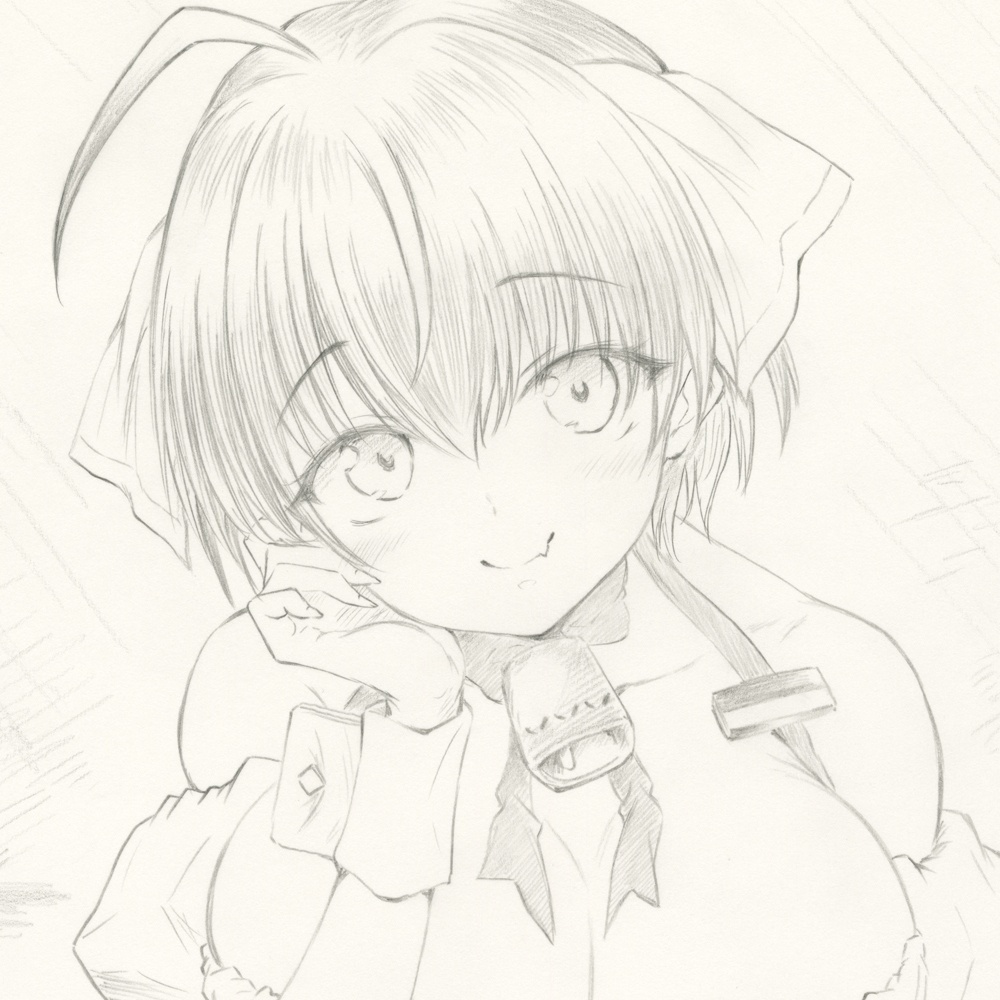 B4サイズ シャーペン画 手描きイラスト 直筆 オリジナル こはるびより みのり 制服姿 01