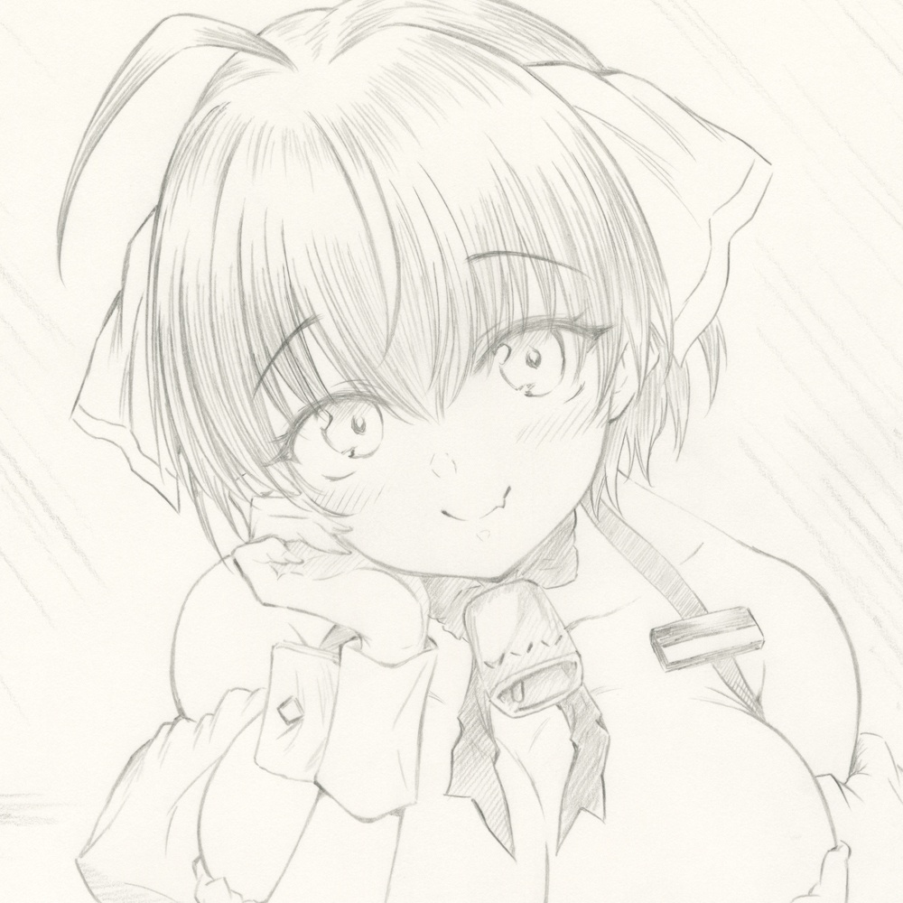 B4サイズ シャーペン画 手描きイラスト 直筆 オリジナル こはるびより みのり 制服姿 02