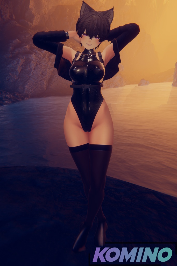 Uruki high-cut bodysuit Latex