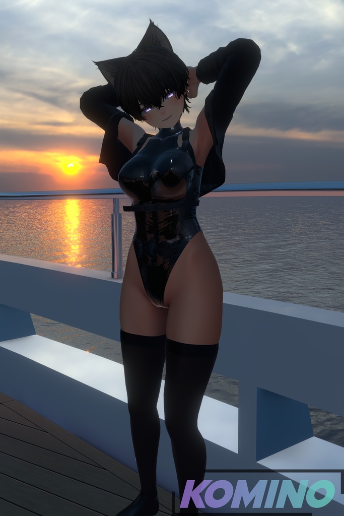 Uruki high-cut bodysuit Latex