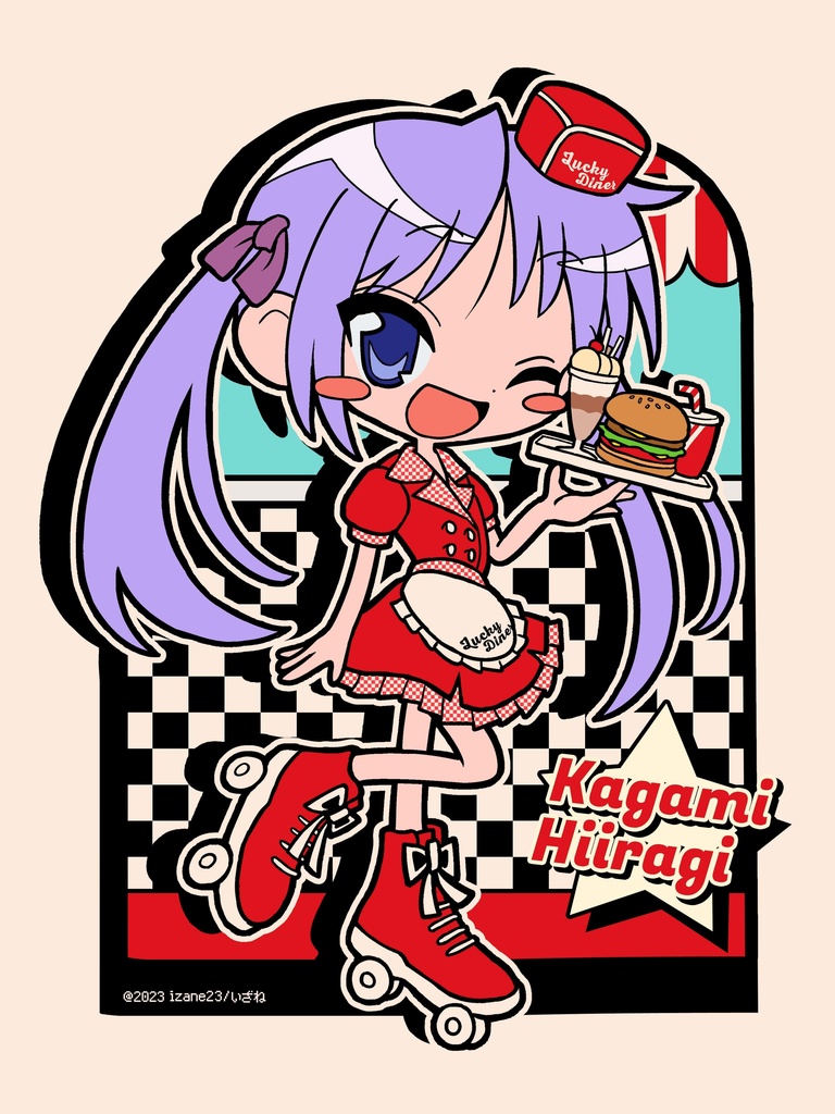 KAGAMI HIIRAGI "diner style" acrylic keychain