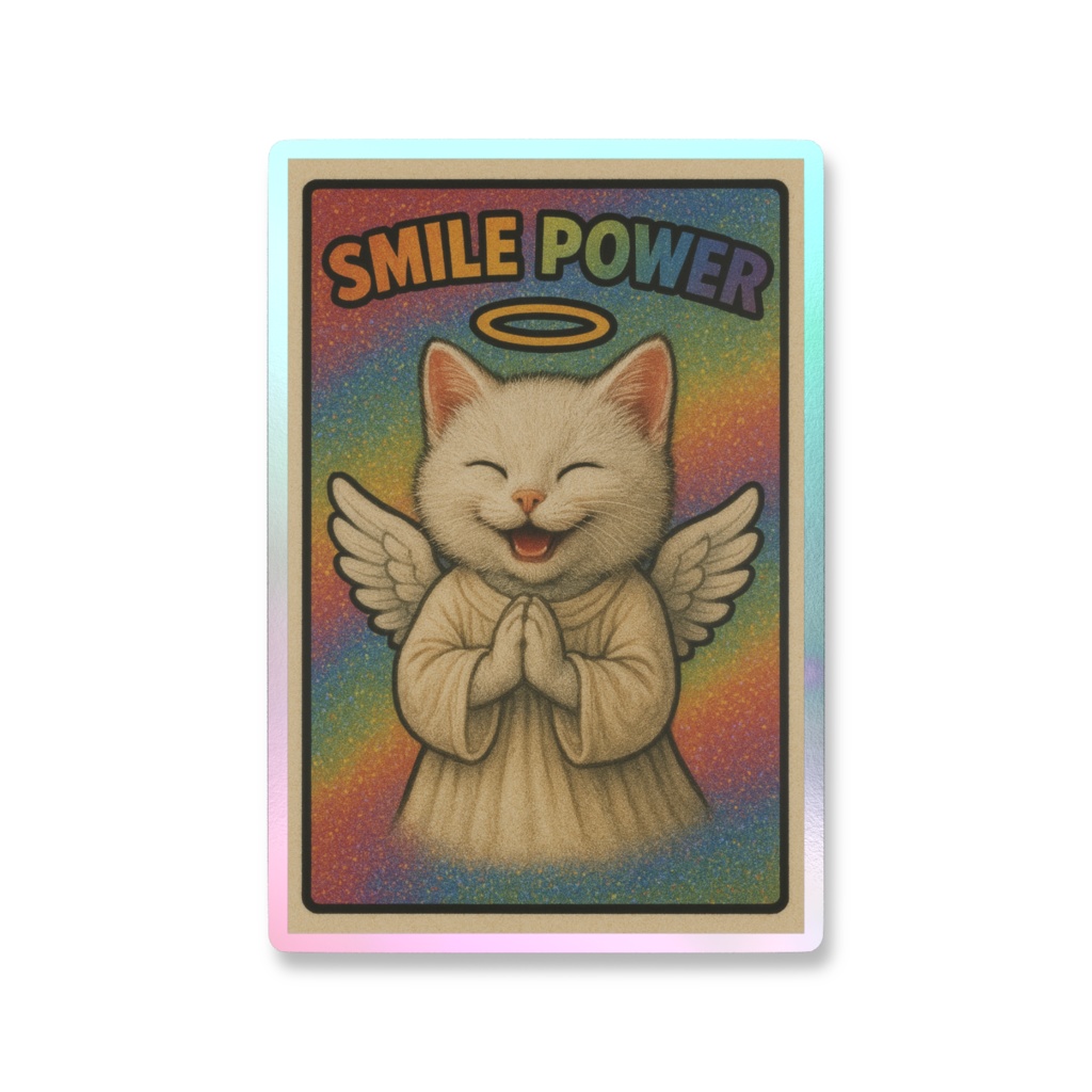 ビックリマンチョコシール風♡スマイルパワーを呼ぶ最強猫天使