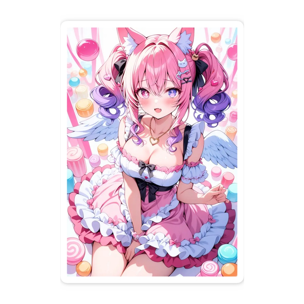 可愛い系 スマホステッカー ファンタジーな桜もち猫