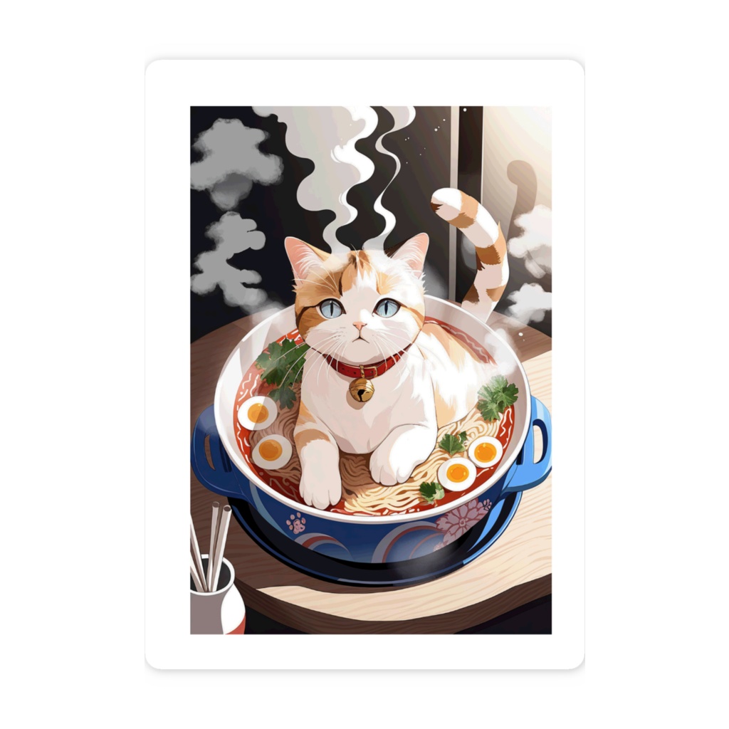 猫蒸気 ラーメン猫 ステッカー