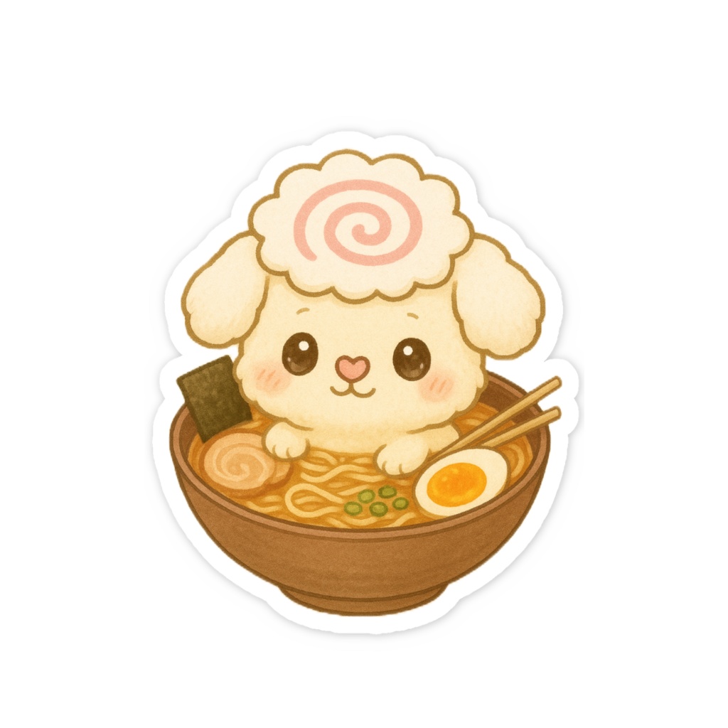 ラーメン♡なると♡犬のふわりん♡ステッカー