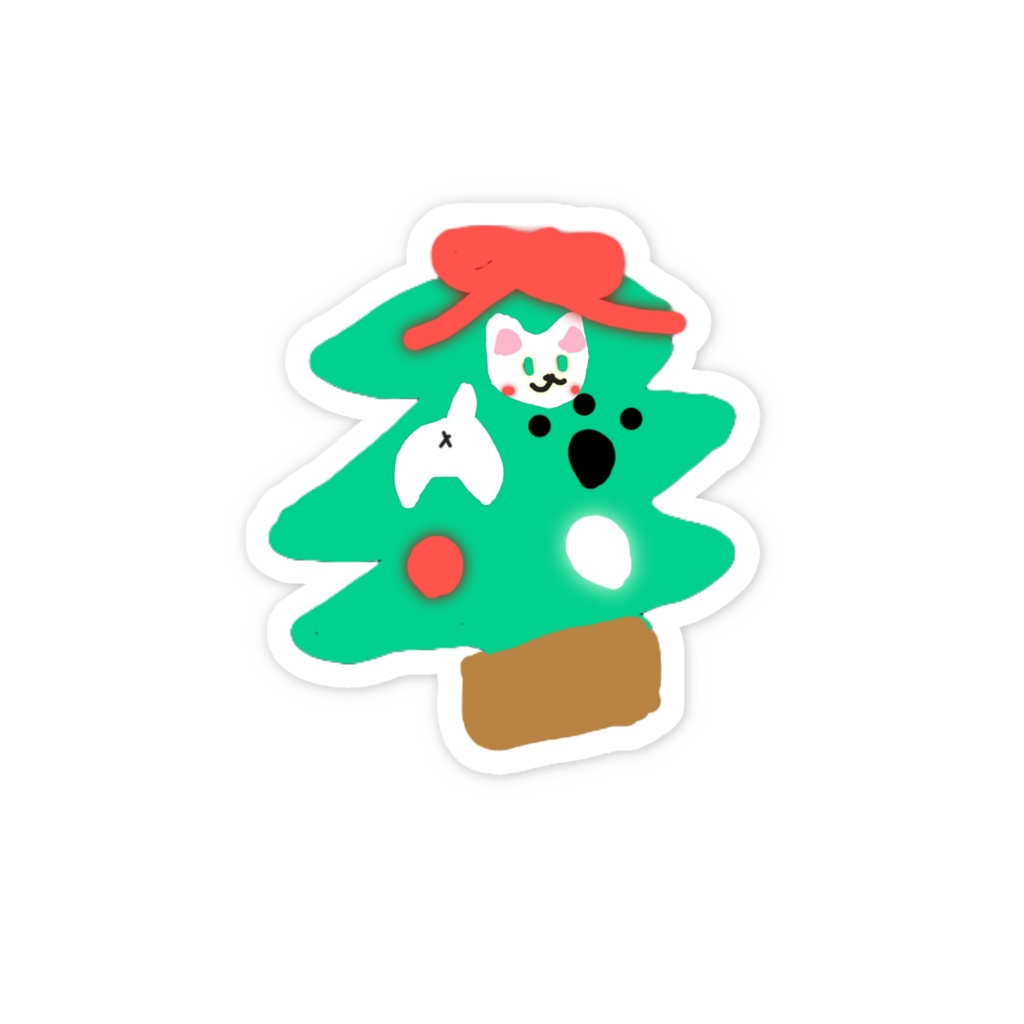 猫クリスマスツリータワー♡ステッカー