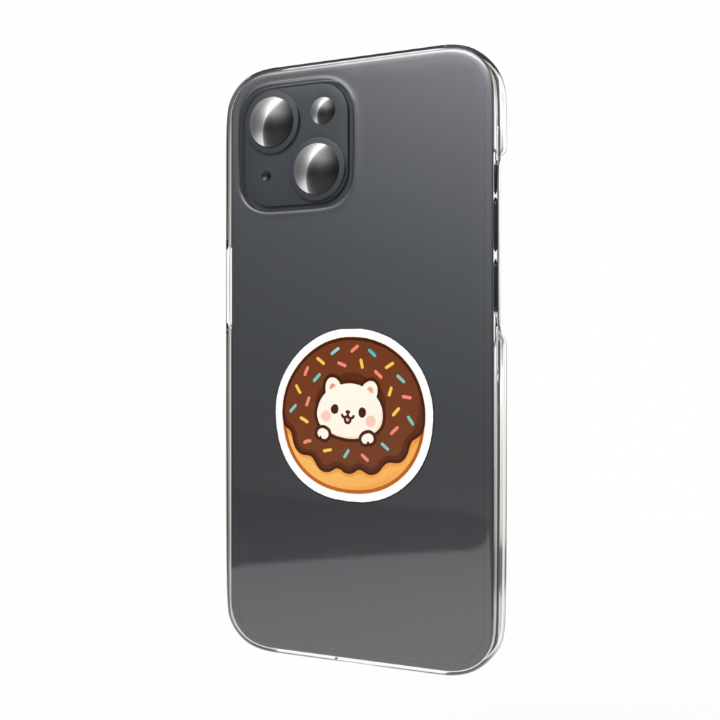 猫ひょっこりドーナツステッカー