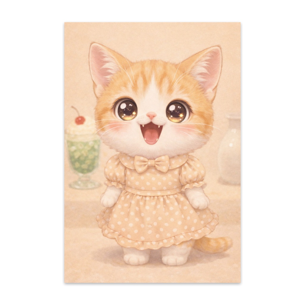 かわいいレトロ風な♡にゃんこちゃん♡ポストカード