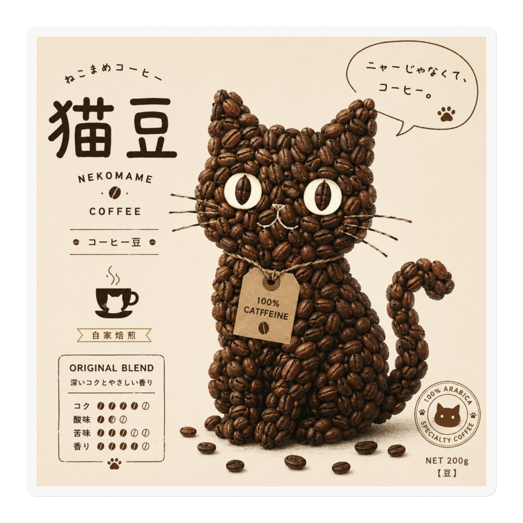 猫豆コーヒーステッカー