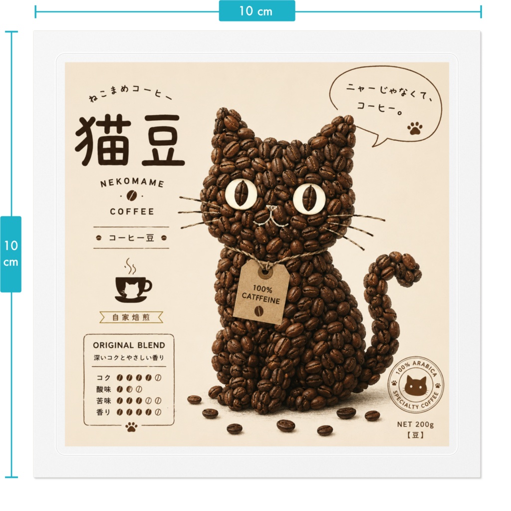 猫豆コーヒーステッカー