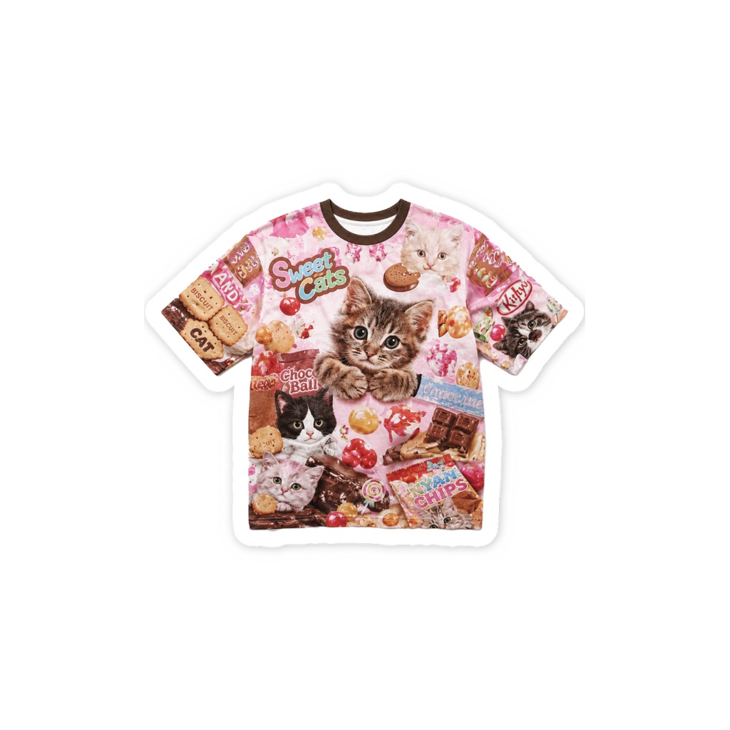 ねこちゃんTシャツ形スティッカー
