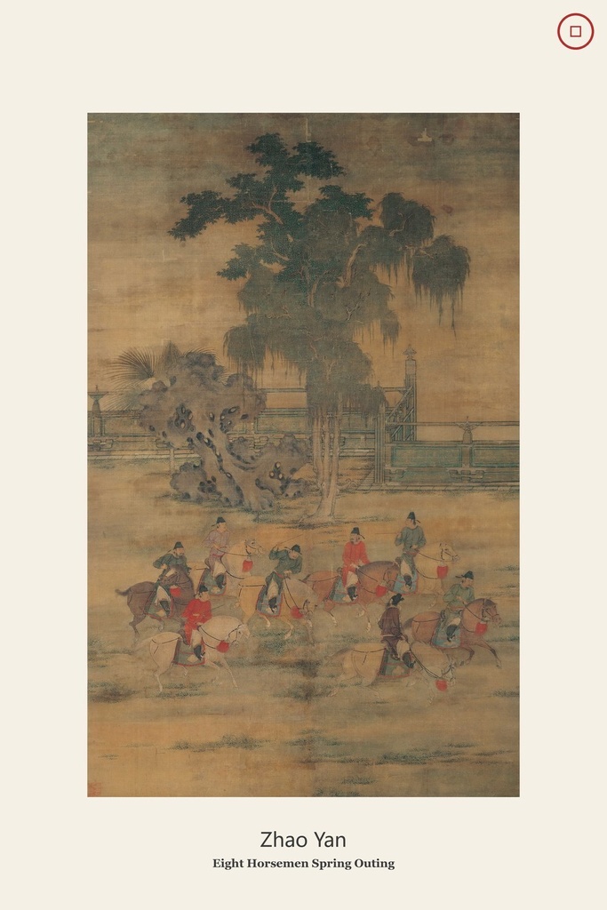 五代趙喦 八達春遊図・高画質JPG 壁紙・ポスター用