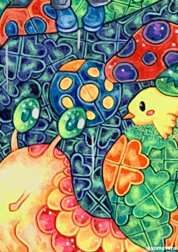 【デジタル版】雨と天道虫|細密ボールペン画|商用利用不可