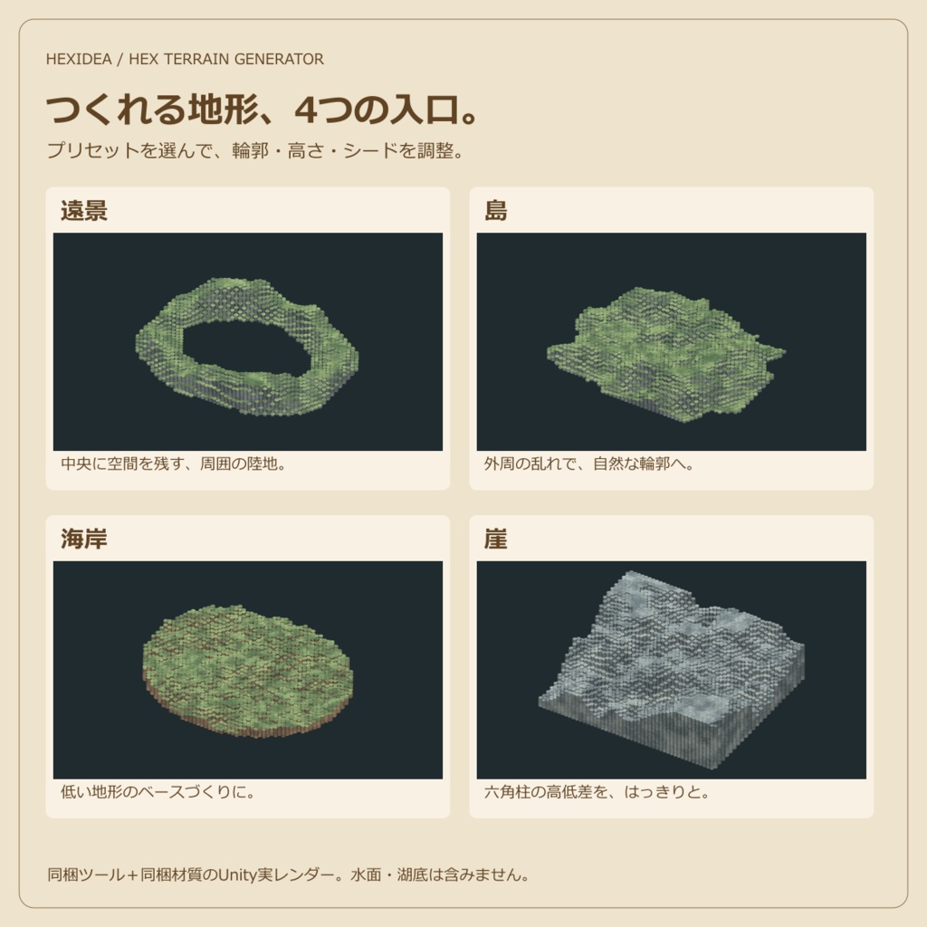 【Unity拡張】六角地形メーカー / Hex Terrain Generator