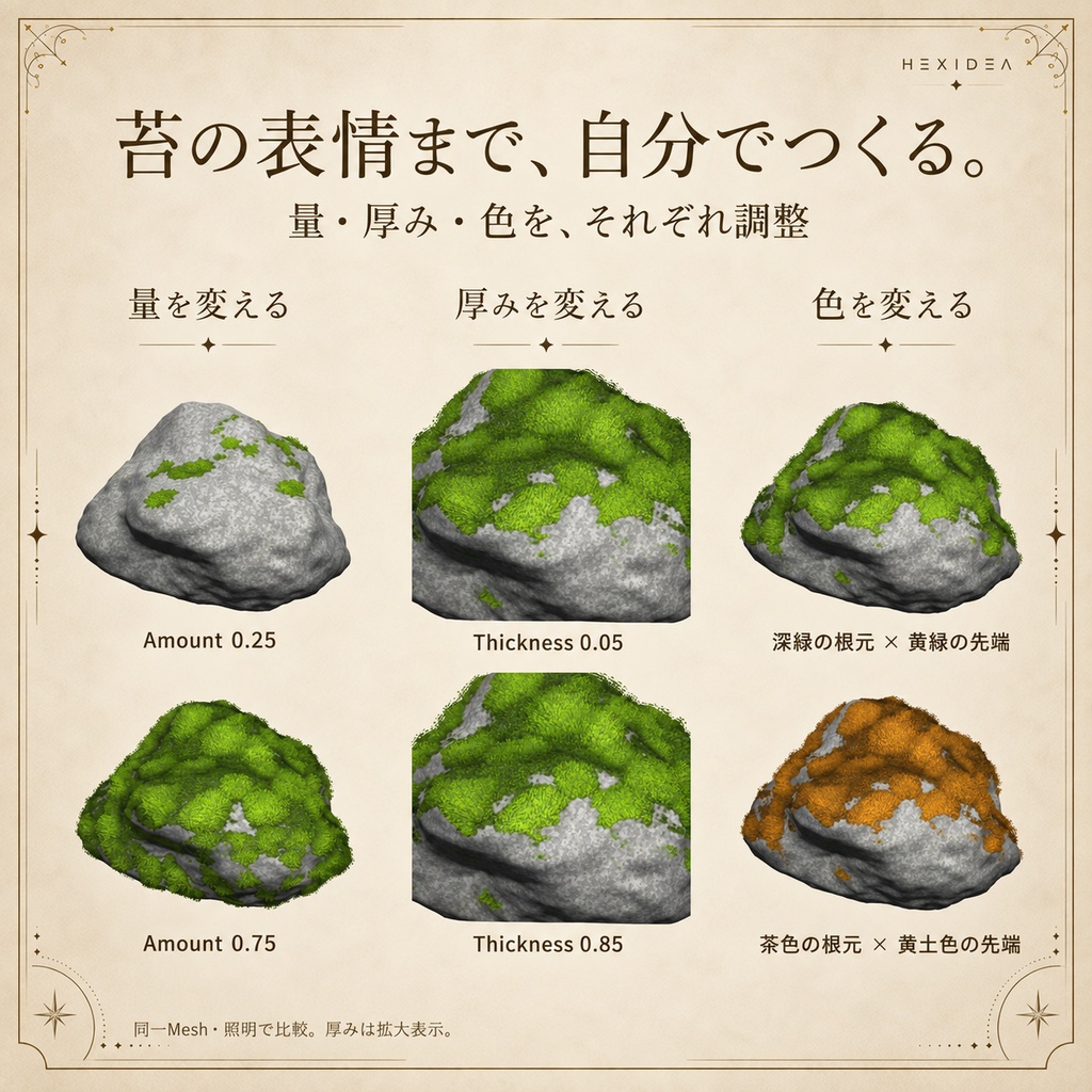 岩ジェネレーター&苔シェーダー|Rock Generator & Moss Shader