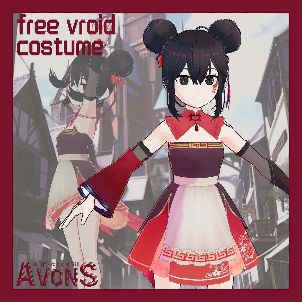 【vroid無料】日式中華風に見えるセット【髮付き】