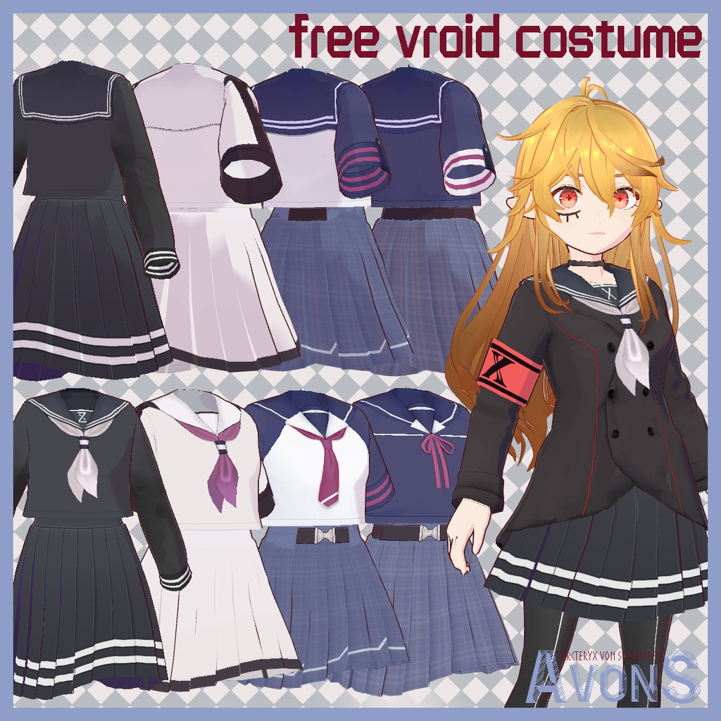 【vroid無料】simple sailors/いろいろシンプルセーラー服