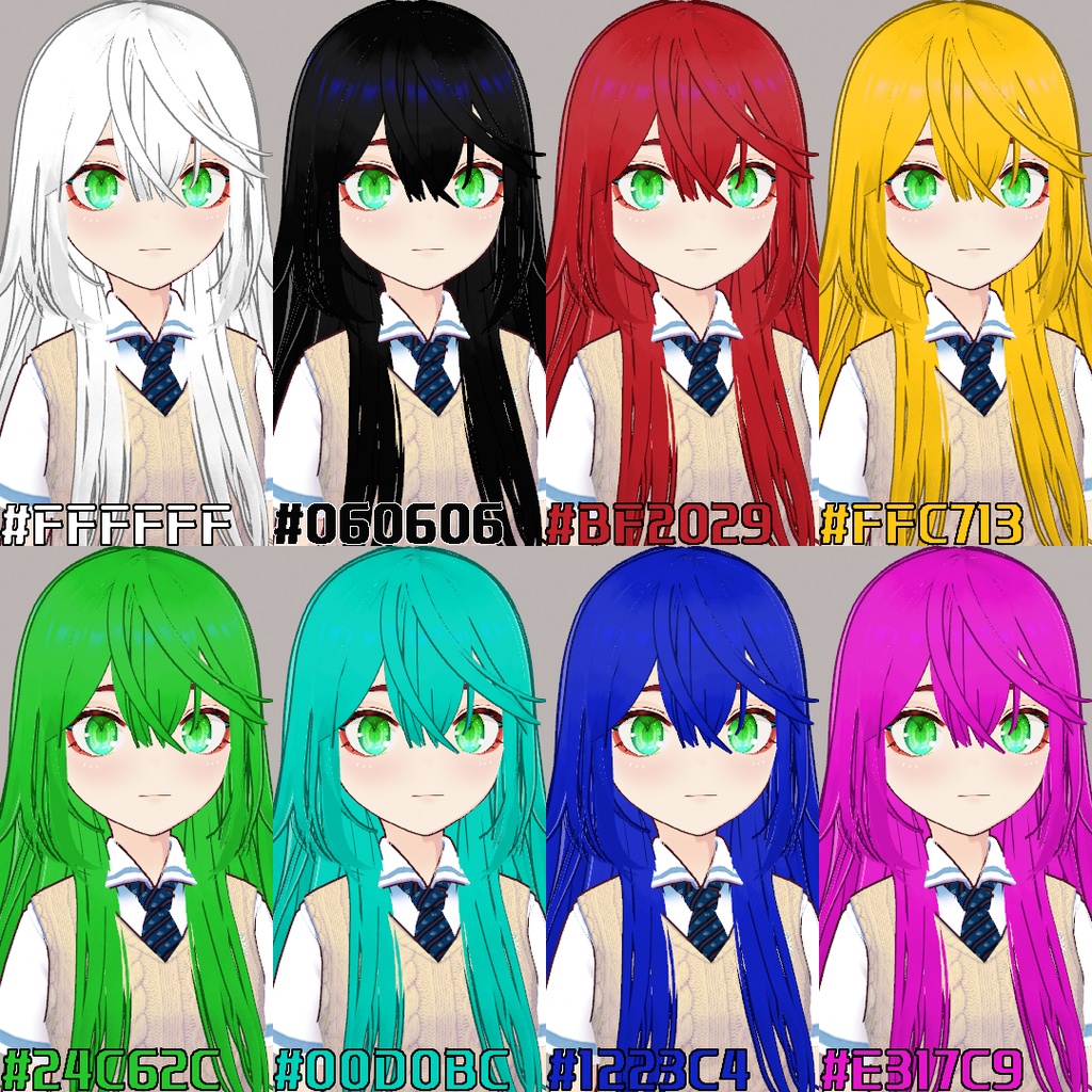 【vroid無料】hair texture/ベタ塗り髮テクスチャ【色変更可】