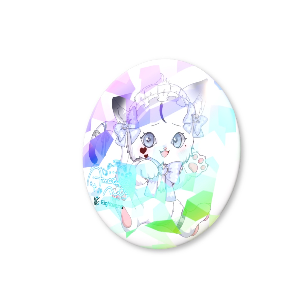 18s天使のあミニキャラ(ねこver)ホロ缶バッチ