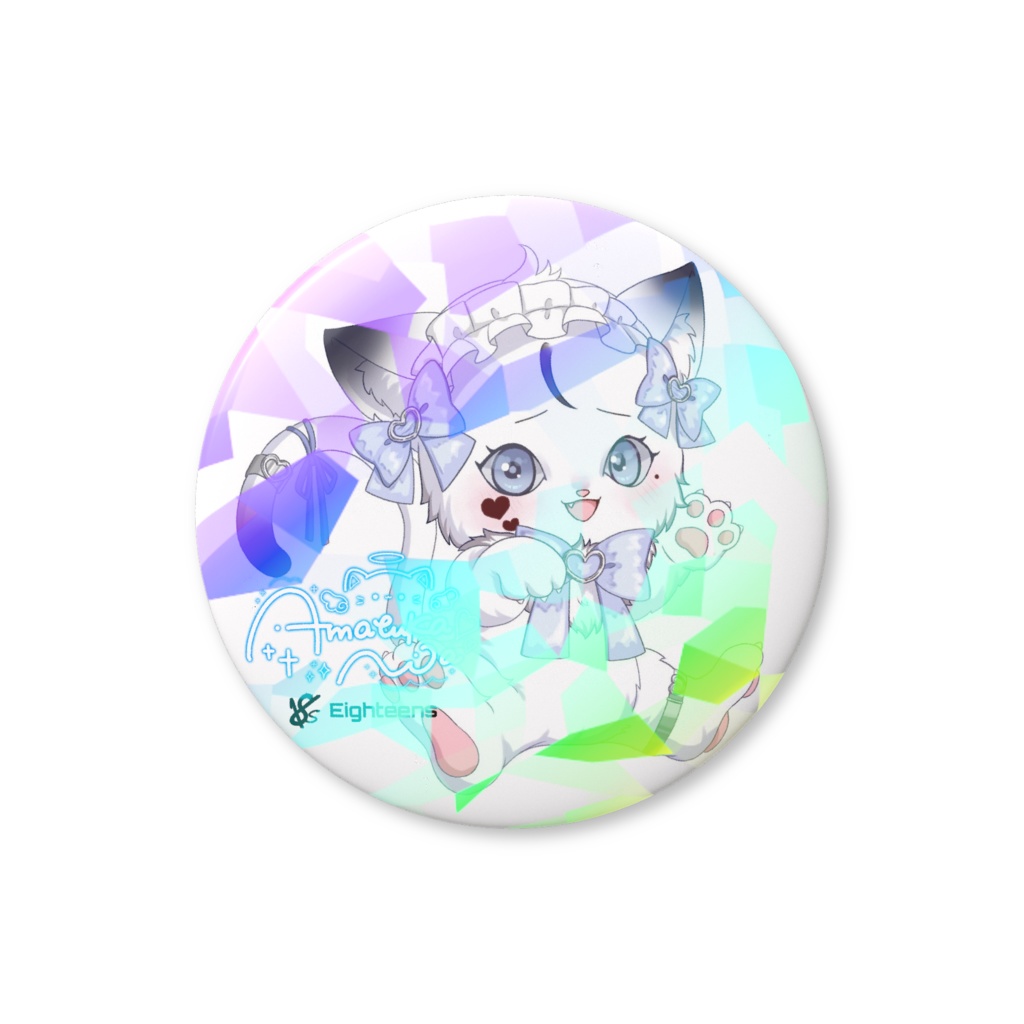 18s天使のあミニキャラ(ねこver)ホロ缶バッチ