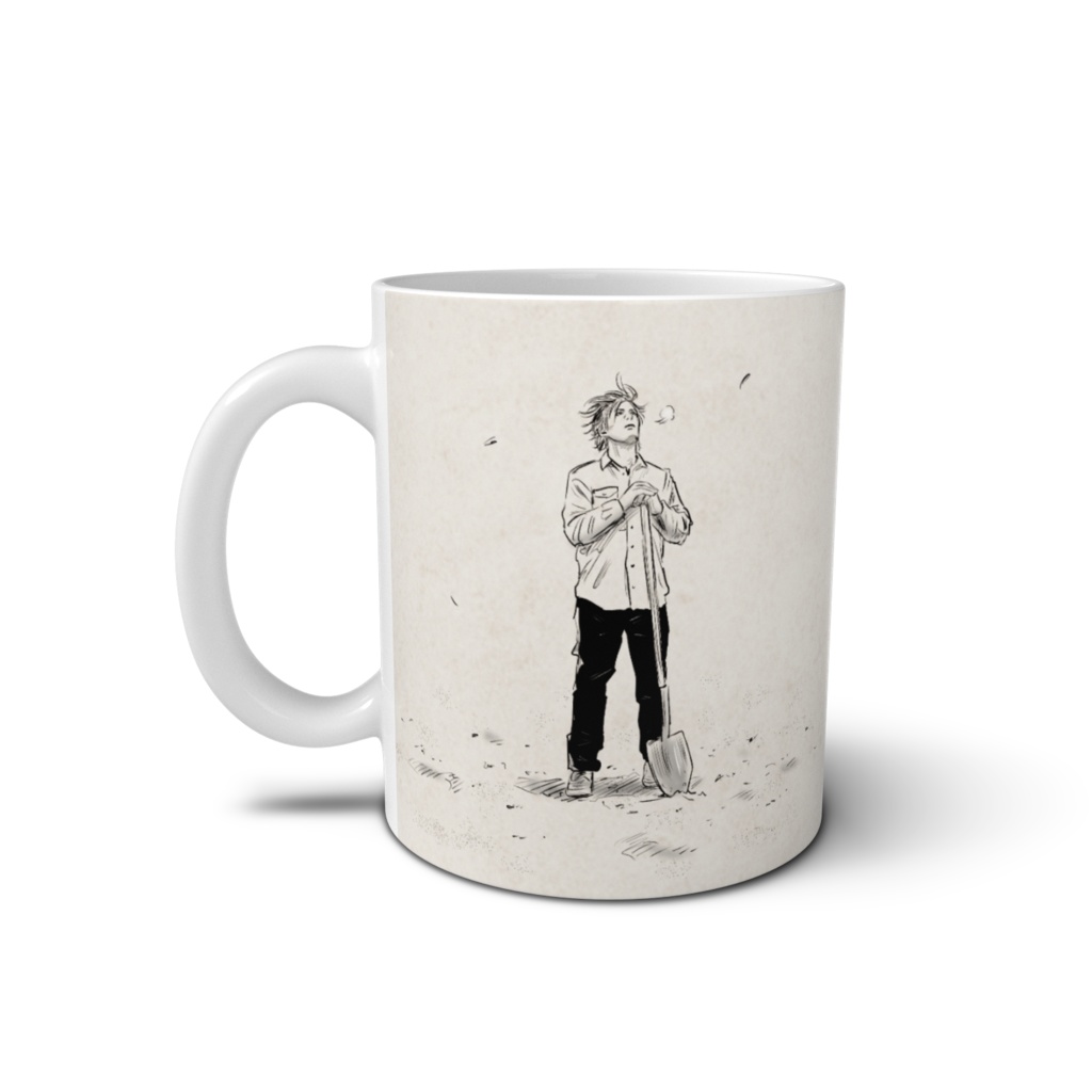 ほり続けた男 マグカップ(青年と老人)