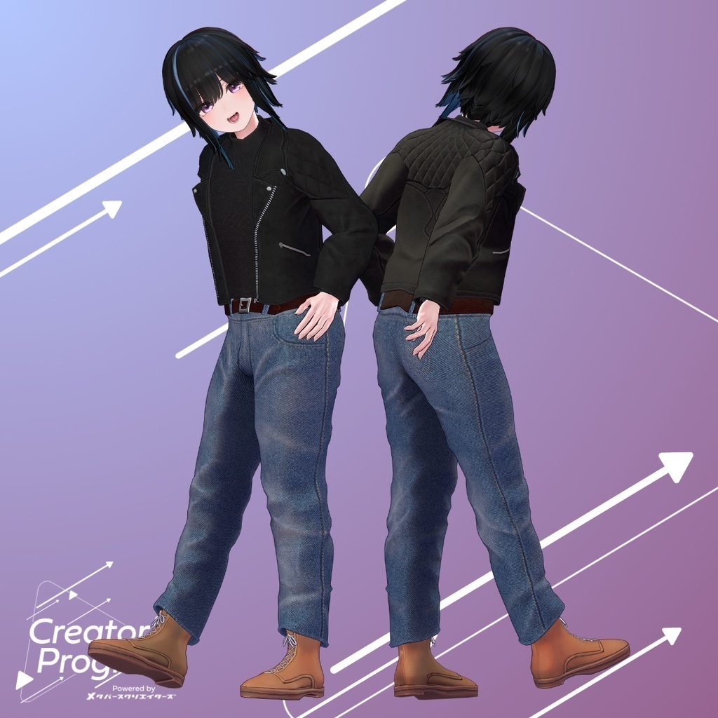 女性アバター向け衣装『BikerJacketSet』 - By 伊ノ本カズラ / CP4