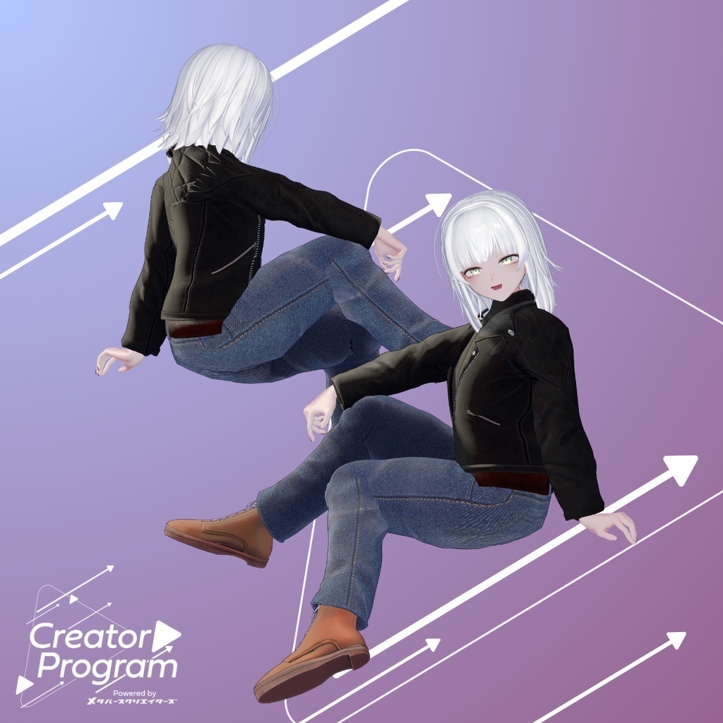 女性アバター向け衣装『BikerJacketSet』 - By 伊ノ本カズラ / CP4