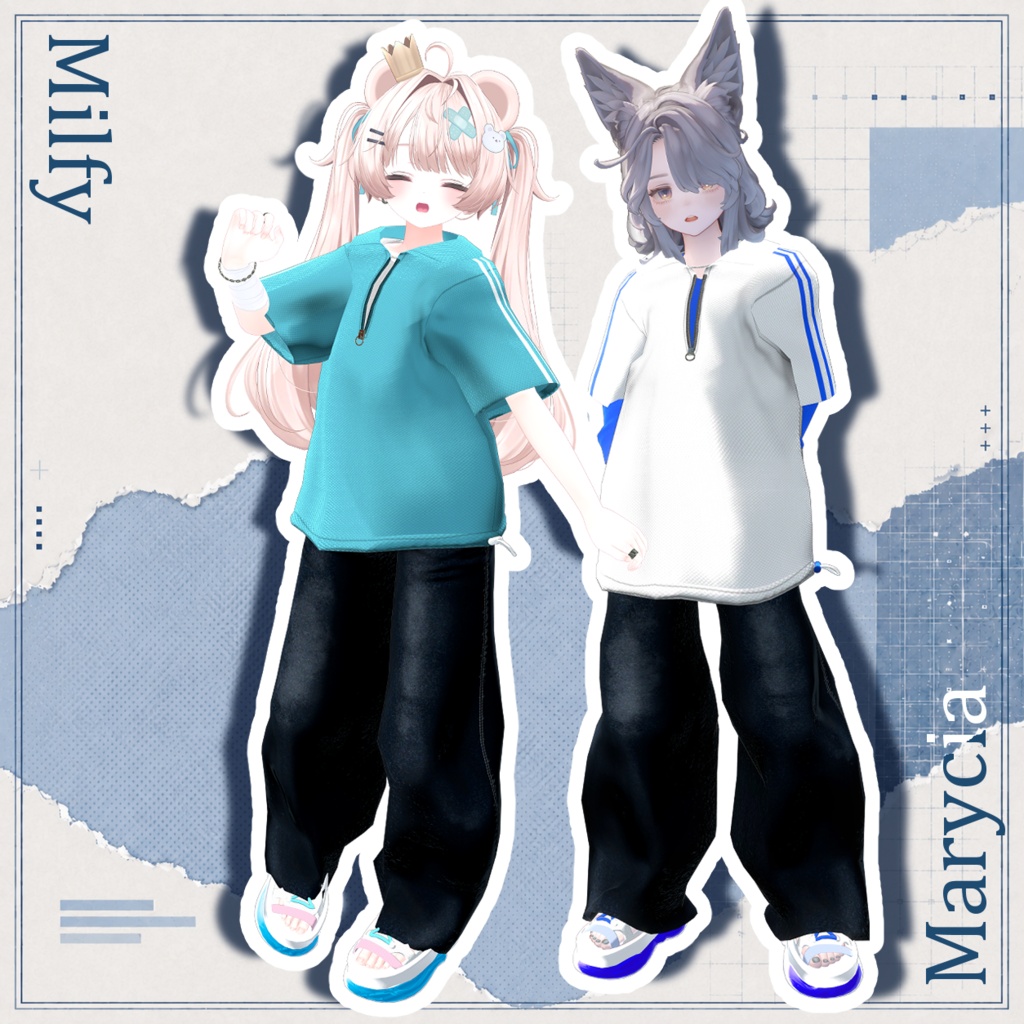 【✨期間限定セール中✨】女性アバター向け衣装『 2WAYハーフジップ』 - Byやきねぎ / CP52