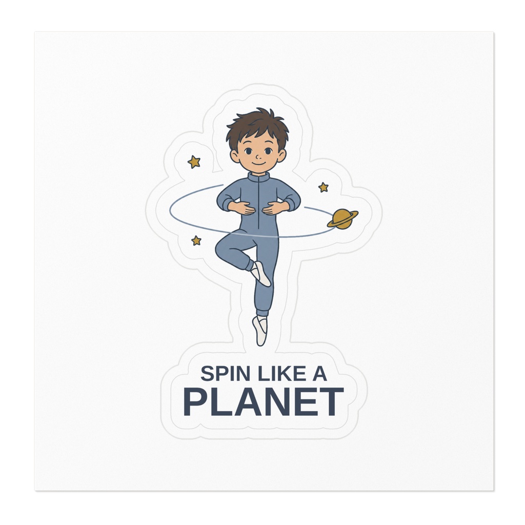 SPIN LIKE A PLANET|宇宙とバレエ 男の子のステッカー(10cm)