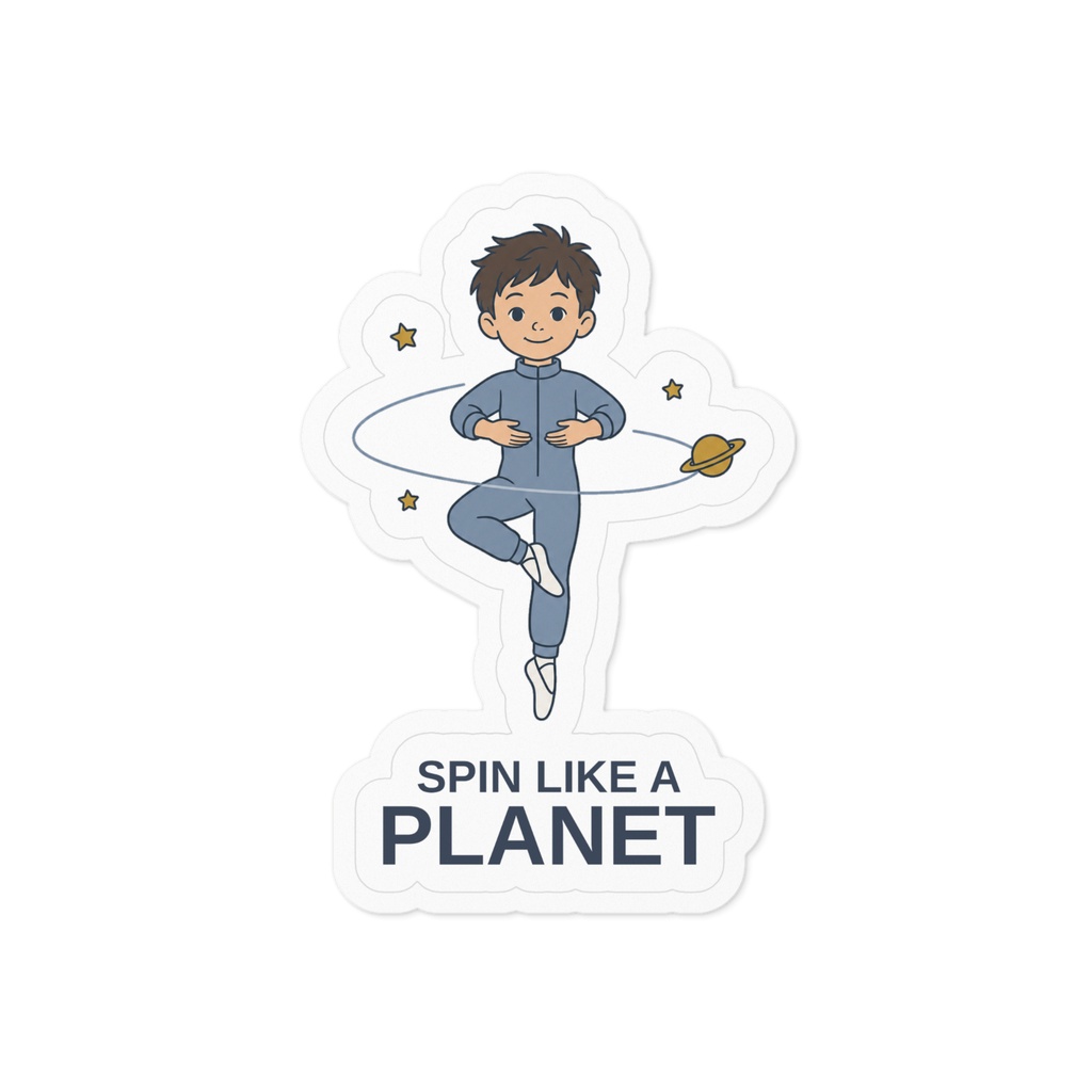 SPIN LIKE A PLANET｜宇宙とバレエ 男の子のステッカー（10cm）