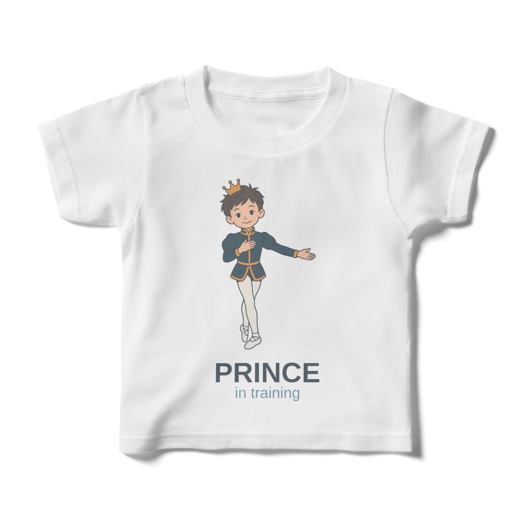 PRINCE in training｜王子さま修行中 男の子のバレエ キッズTシャツ（100〜160cm）