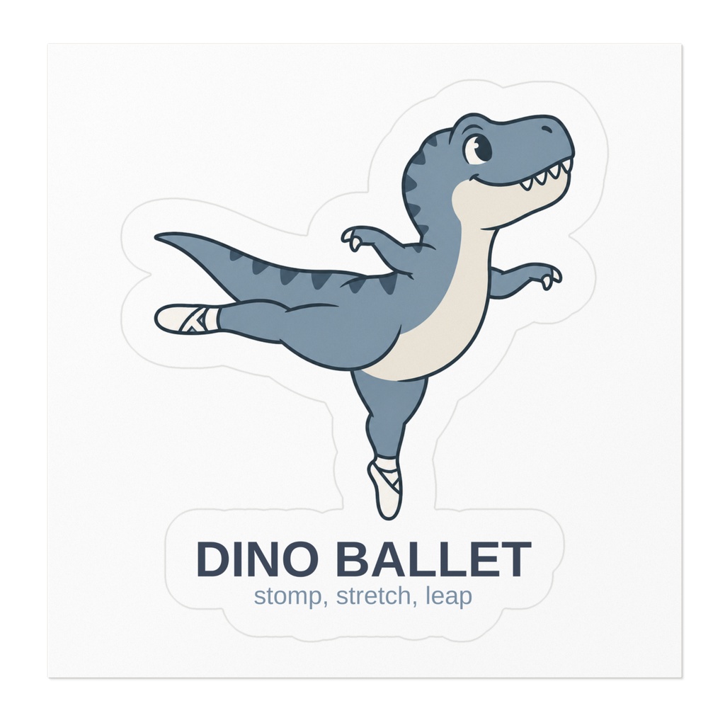 DINO BALLET|恐竜がバレエ 男の子のステッカー(10cm)
