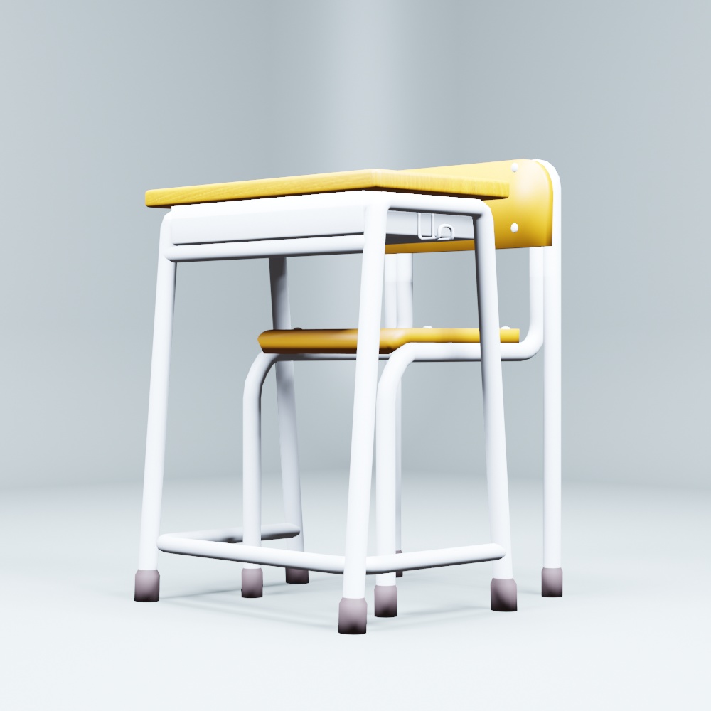 [3DCG] 学校の机と椅子