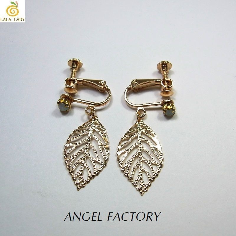 イヤリング エレガントリーフ オパールカラーストーン ANGEL FACTORY◆lalalady-149