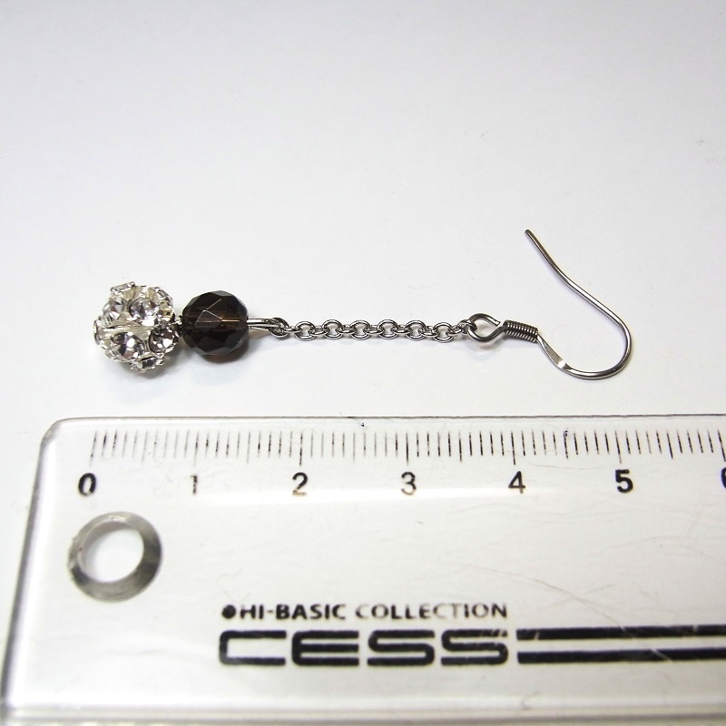 ロングピアス ステンレスフック&ミラーボール 天然石 パワーストーン ◆lalalady-168