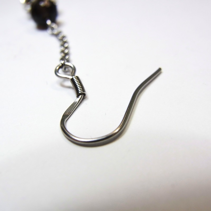 ロングピアス ステンレスフック&ミラーボール 天然石 パワーストーン ◆lalalady-168