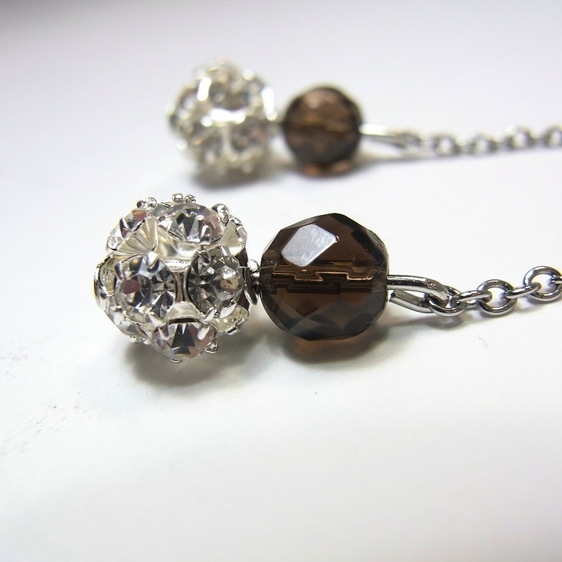 ロングピアス ステンレスフック&ミラーボール 天然石 パワーストーン ◆lalalady-168